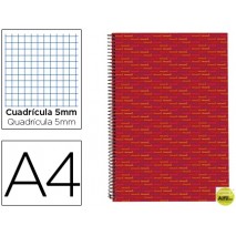 BLOC ESPIRAL LIDERPAPEL A4 MICRO MULTILIDER TAPA FORRADA 140H 70G CUADRO 5MM 5 BANDAS 4 TALADROS. RO