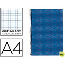 BLOC ESPIRAL LIDERPAPEL A4 MICRO MULTILIDER TAPA FORRADA 140H 70G CUADRO 5MM 5 BANDAS 4 TALADROS. AZ