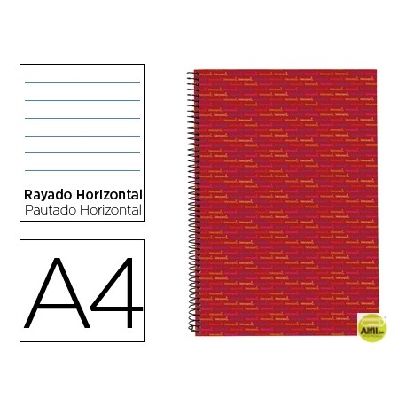BLOC ESPIRAL LIDERPAPEL A4 MICRO MULTILIDER TAPA FORRADA 140H 70G HORIZONTAL 5 BANDAS 4 TALADROS. RO