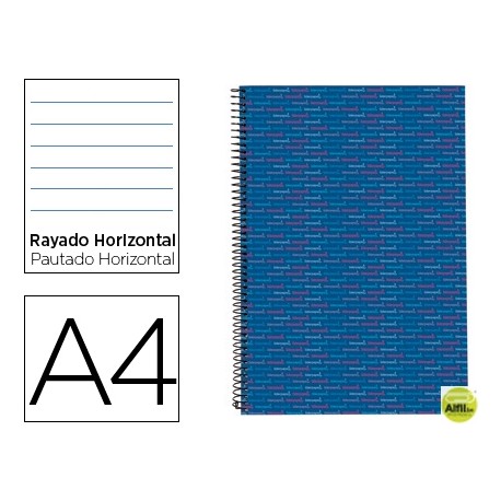 BLOC ESPIRAL LIDERPAPEL A4 MICRO MULTILIDER TAPA FORRADA 140H 70G HORIZONTAL 5 BANDAS 4 TALADROS. AZ