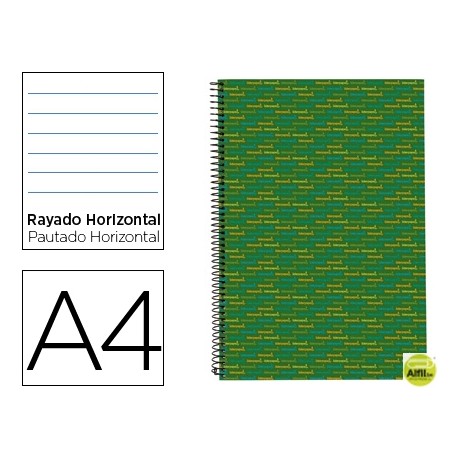 BLOC ESPIRAL LIDERPAPEL A4 MICRO MULTILIDER TAPA FORRADA 140H 70G HORIZONTAL 5 BANDAS 4 TALADROS. VE