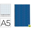 BLOC ESPIRAL LIDERPAPEL A5 MICRO MULTILIDER TAPA FORRADA 140H 70G CUADRO 5MM 5 BANDAS 6 TALADROS. AZ