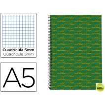 BLOC ESPIRAL LIDERPAPEL A5 MICRO MULTILIDER TAPA FORRADA 140H 70G CUADRO 5MM 5 BANDAS 6 TALADROS. VE
