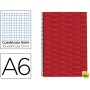 BLOC ESPIRAL LIDERPAPEL A6 MICRO MULTILIDER TAPA FORRADA 140H 70G CUADRO 5MM 5 BANDAS. ROJO