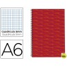 BLOC ESPIRAL LIDERPAPEL A6 MICRO MULTILIDER TAPA FORRADA 140H 70G CUADRO 5MM 5 BANDAS. ROJO