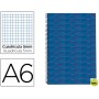 BLOC ESPIRAL LIDERPAPEL A6 MICRO MULTILIDER TAPA FORRADA 140H 70G CUADRO 5MM 5 BANDAS. AZUL