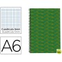 BLOC ESPIRAL LIDERPAPEL A6 MICRO MULTILIDER TAPA FORRADA 140H 70G CUADRO 5MM 5 BANDAS. VERDE