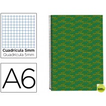 BLOC ESPIRAL LIDERPAPEL A6 MICRO MULTILIDER TAPA FORRADA 140H 70G CUADRO 5MM 5 BANDAS. VERDE