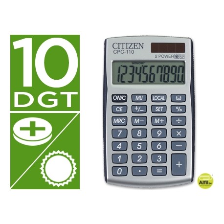 CALCULADORA CITIZEN BOLSILLO CPC-110 10 DIGITOS 105X64X10 MM