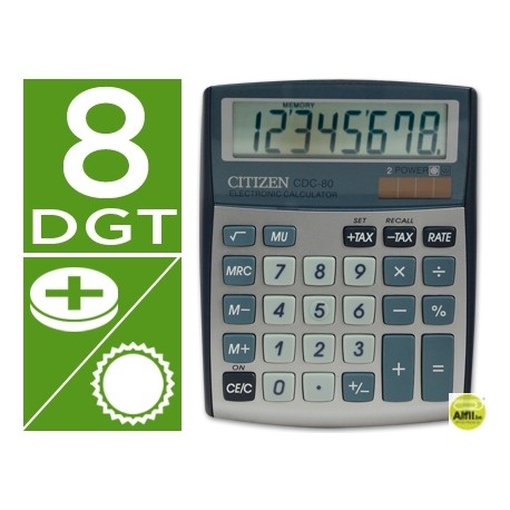 CALCULADORA CITIZEN SOBREMESA CDC-80 8 DIGITOS PLATA