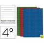 BLOC ESPIRAL LIDERPAPEL CUARTO MULTILIDER TAPA FORRADA 80H 70G HORIZONTAL CON MARGEN. COLORES SURTID
