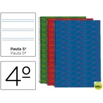 BLOC ESPIRAL LIDERPAPEL CUARTO MULTILIDER TAPA FORRADA 80H 70G PAUTA 2.5MM CON MARGEN. COLORES SURTI