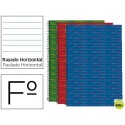 BLOC ESPIRAL LIDERPAPEL FOLIO MULTILIDER TAPA FORRADA 80H 70G HORIZONTAL CON MARGEN. COLORES SURTIDO