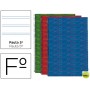 BLOC ESPIRAL LIDERPAPEL FOLIO MULTILIDER TAPA FORRADA 80H 70G PAUTA 2.5MM CON MARGEN. COLORES SURTID