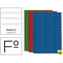 BLOC ESPIRAL LIDERPAPEL FOLIO MULTILIDER TAPA FORRADA 80H 70G PAUTA 2.5MM CON MARGEN. COLORES SURTID