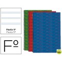 BLOC ESPIRAL LIDERPAPEL FOLIO MULTILIDER TAPA FORRADA 80H 70G PAUTA 2.5MM CON MARGEN. COLORES SURTID