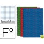 BLOC ESPIRAL LIDERPAPEL FOLIO MULTILIDER TAPA FORRADA 80H 70G CUADRO 3MM CON MARGEN. COLORES SURTIDO