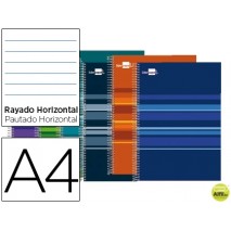 BLOC ESPIRAL LIDERPAPEL A4 MICRO CLASSIC TAPA FORRADA 160H 60G HORIZONTAL 5 BANDAS 4 TALADROS. COLOR