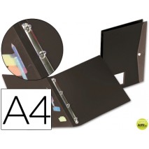 CARPETA BEAUTONE 4 ANILLAS REDONDAS MINI 15 MM 33075 POLIPROPILENO DIN A4 NEGRA CON DOSSIER BROCHE E