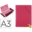 CARPETA GOMAS LIDERPAPEL A3 3 SOLAPAS CARTON PRESPAN ROJA