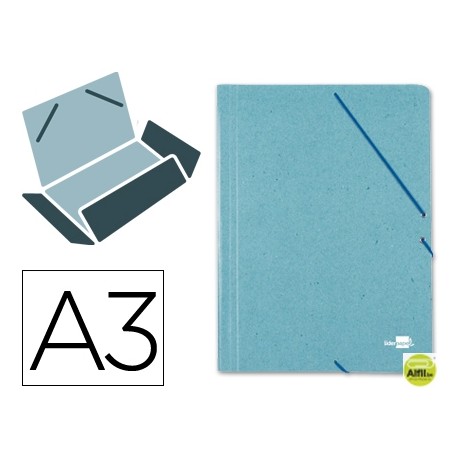 CARPETA GOMAS LIDERPAPEL A3 3 SOLAPAS CARTON PRESPAN VERDE