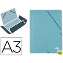 CARPETA GOMAS LIDERPAPEL A3 3 SOLAPAS CARTON PRESPAN VERDE