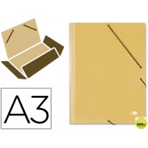 CARPETA GOMAS LIDERPAPEL A3 3 SOLAPAS CARTON PRESPAN AMARILLA