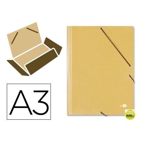 CARPETA GOMAS LIDERPAPEL A3 3 SOLAPAS CARTON PRESPAN AMARILLA