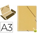 CARPETA GOMAS LIDERPAPEL A3 3 SOLAPAS CARTON PRESPAN AMARILLA