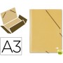 CARPETA GOMAS LIDERPAPEL A3 3 SOLAPAS CARTON PRESPAN AMARILLA