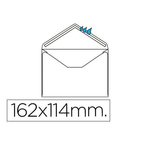 SOBRE LIDERPAPEL N.21 BLANCO C6 114X162 MM ENGOMADO SOLAPA DE PICO