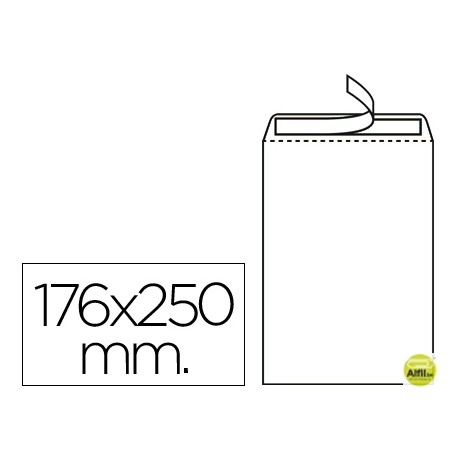 SOBRE LIDERPAPEL BOLSA N.15 BLANCO B5 176X250 MM TIRA DE SILICONA