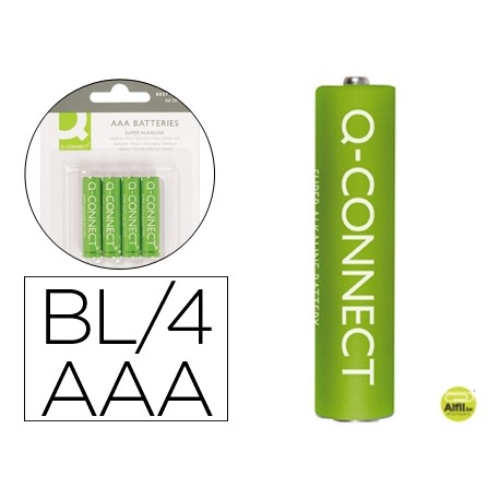 PILA Q-CONNECT ALCALINA AAA -BLISTER CON 4 PILAS