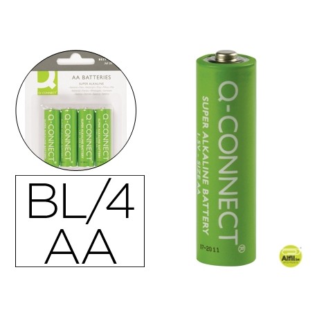 PILA  Q-CONNECT ALCALINA AA -BLISTER CON 4 PILAS