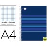 BLOC ESPIRAL LIDERPAPEL A4 MICRO CLASSIC TAPA FORRADA 160H 60G CUADRO 5MM 5 BANDAS 4 TALADROS. AZUL