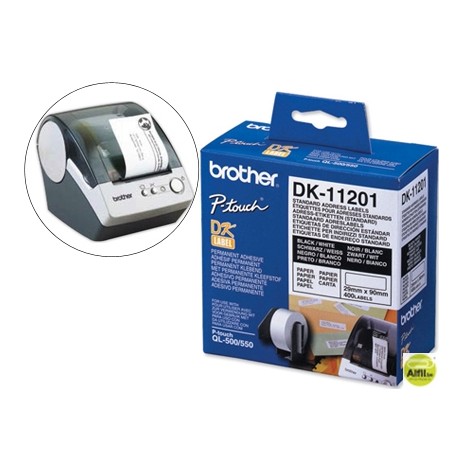 ETIQUETA ADHESIVA BROTHER DK11201 -TAMAÑO 29X90 MM PARA IMPRESORAS DE ETIQUETAS QL -400 ETIQUETAS-