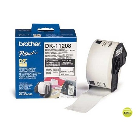 ETIQUETA ADHESIVA BROTHER DK11208 -TAMAÑO 38X90 MM PARA IMPRESORAS DE ETIQUETAS QL -400 ETIQUETAS-