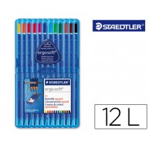 LAPICES DE COLORES STAEDTLER ERGOSOFT ACUARELABLE ESTUCHE DE 12 COLORES