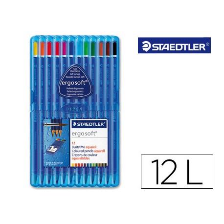 LAPICES DE COLORES STAEDTLER ERGOSOFT ACUARELABLE ESTUCHE DE 12 COLORES
