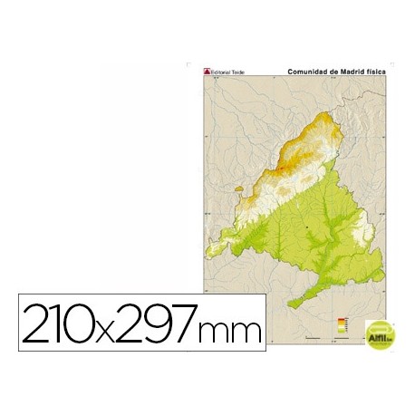 MAPA MUDO COLOR DIN A4 MADRID FISICO