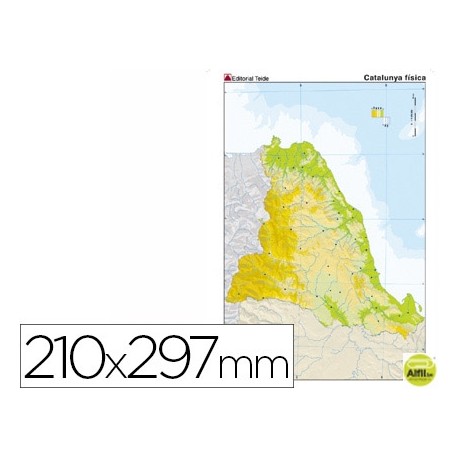 MAPA MUDO COLOR DIN A4 CATALU¾A FISICO