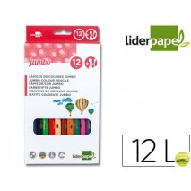 LAPICES DE COLORES LIDERPAPEL C/ DE 12 COLORES JUMBO CON SACAPUNTAS