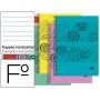 BLOC ESPIRAL LIDERPAPEL FOLIO CLASSIC TAPA POLIPROPILENO 80H 60G HORIZONTAL CON MARGEN. COLORES SURT
