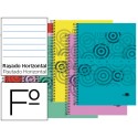 BLOC ESPIRAL LIDERPAPEL FOLIO CLASSIC TAPA POLIPROPILENO 80H 60G HORIZONTAL CON MARGEN. COLORES SURT