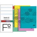 BLOC ESPIRAL LIDERPAPEL FOLIO CLASSIC TAPA POLIPROPILENO 80H 60G PAUTA 2.5MM CON MARGEN. COLORES SUR