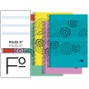 BLOC ESPIRAL LIDERPAPEL FOLIO CLASSIC TAPA POLIPROPILENO 80H 60G PAUTA 2.5MM CON MARGEN. COLORES SUR