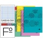 BLOC ESPIRAL LIDERPAPEL FOLIO CLASSIC TAPA POLIPROPILENO 80H 60G CUADRO 3MM CON MARGEN. COLORES SURT