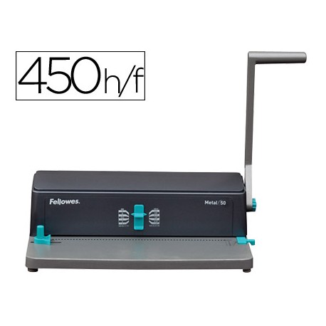 ENCUADERNADORA PARA ESPIRAL METALICO FELLOWES ESP50 PERFORA 20 HOJAS TAMAÑO A4 ENCUADERNA HASTA 330