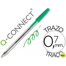 BOLIGRAFO TRANSPARENTE Q-CONNECT VERDE MEDIO KF01043