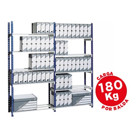 ESTANTERIA FAST-PAPERFLOW METALICA AZUL 5 ESTANTES GRIS 180KG POR ESTANTE 900KG POR MODULO 200X100X3